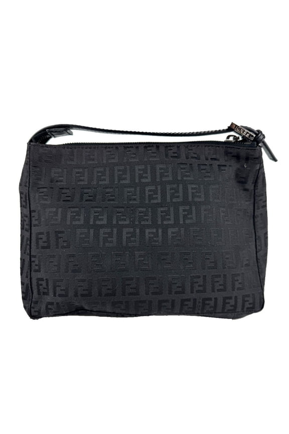 Pre-Owned Fendi Zucchino Canvas Handbag, Black, Women's, z8021 (Good)
