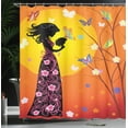 thumbnail image 4 of Ambesonne Feminine Shower Curtain, Floral Dress, 69"Wx70"L, Orange Black, 4 of 5