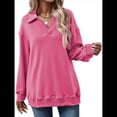 thumbnail image 2 of Sudadera con Cuello en V y Larga para Mujer, Estilo Informal, Holgado, de Punto, Estilo Túnica, para Otoño Vino Tinto M, 2 of 7