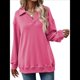 thumbnail image 2 of Sudadera con Cuello en V y Larga para Mujer, Estilo Informal, Holgado, de Punto, Estilo Túnica, para Otoño Vino Tinto S, 2 of 7