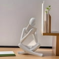 thumbnail image 4 of 1pcs Abstract Art Thinker Statue - Reading Thinker Sculpture Figurine, Modern Home Decoration for Living Room Office Shelves Coffee Table Desk Decor (Style 2，Gold), 4 of 7