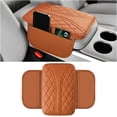 thumbnail image 1 of Car Center Console Cover, Leather Vehicle Armrest Box Pad with 2 Storage Bags, Automotive Interior Arm Rest Cushion Protector Accessories, Universal for SUV Sedan Truck (Brown), 1 of 6