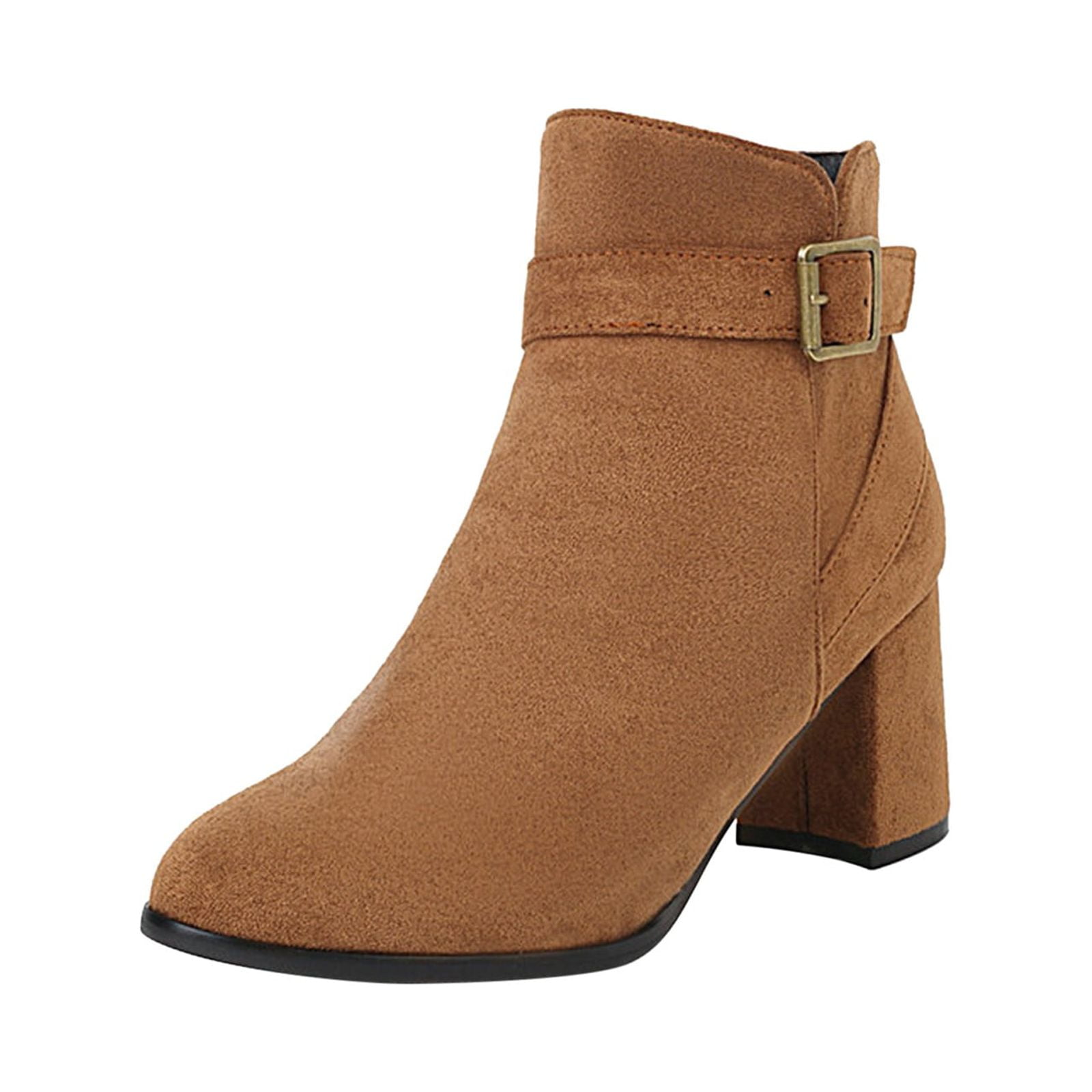 XZNGL Women High Heel Shoes Winter Warm Fashion Zip Pointed Toe