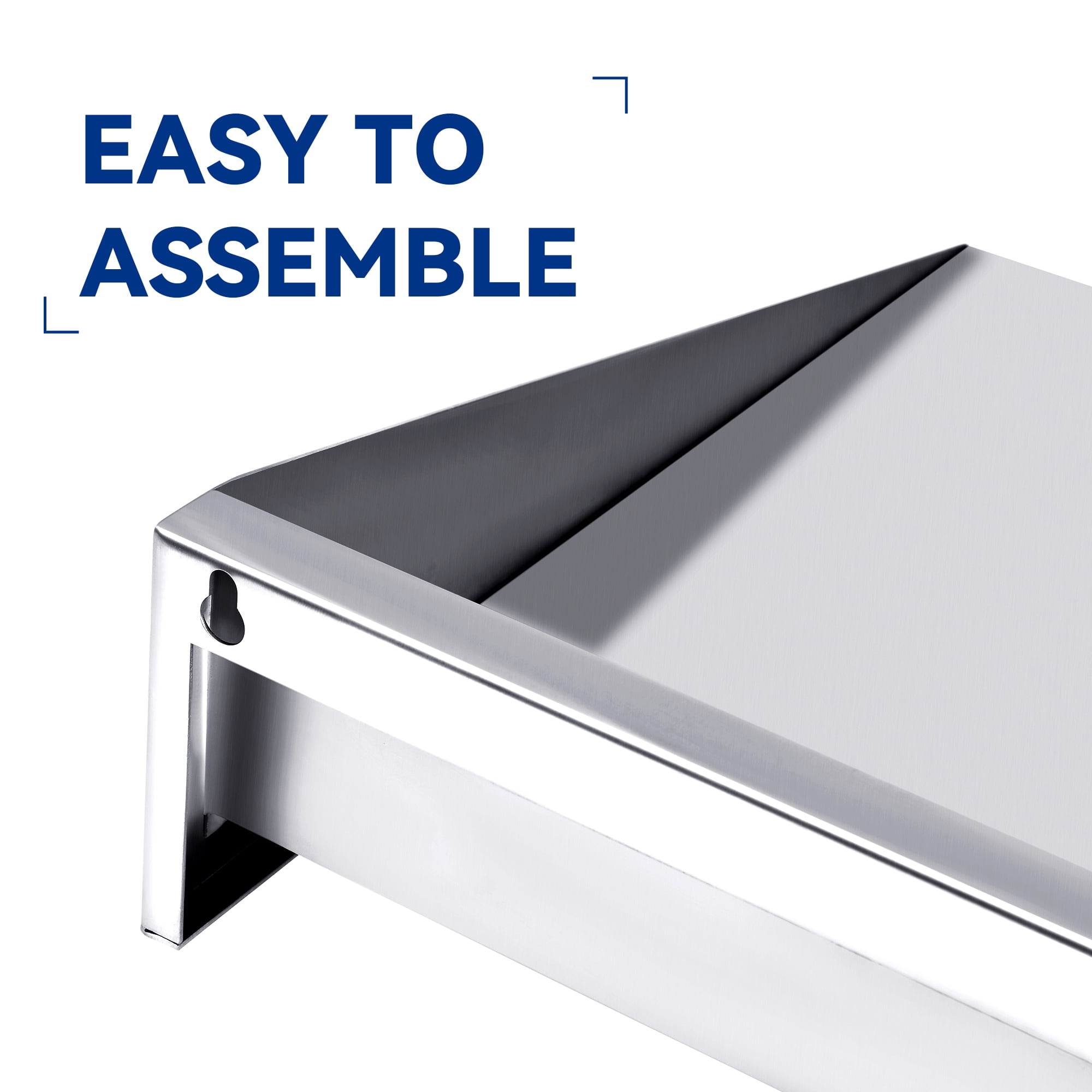 Dextrus 12" x 48" Stainless Steel Shelf, Wall Mount Shelving for Restaurant, Kitchen, Home and Hotel, 110 lbs