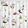 thumbnail image 1 of Whimsical Rideau de Douche de Noël avec Bonhommes de Neige, Arbres et Camions Rouges - Décoration Festive de Vacances, 1 of 4