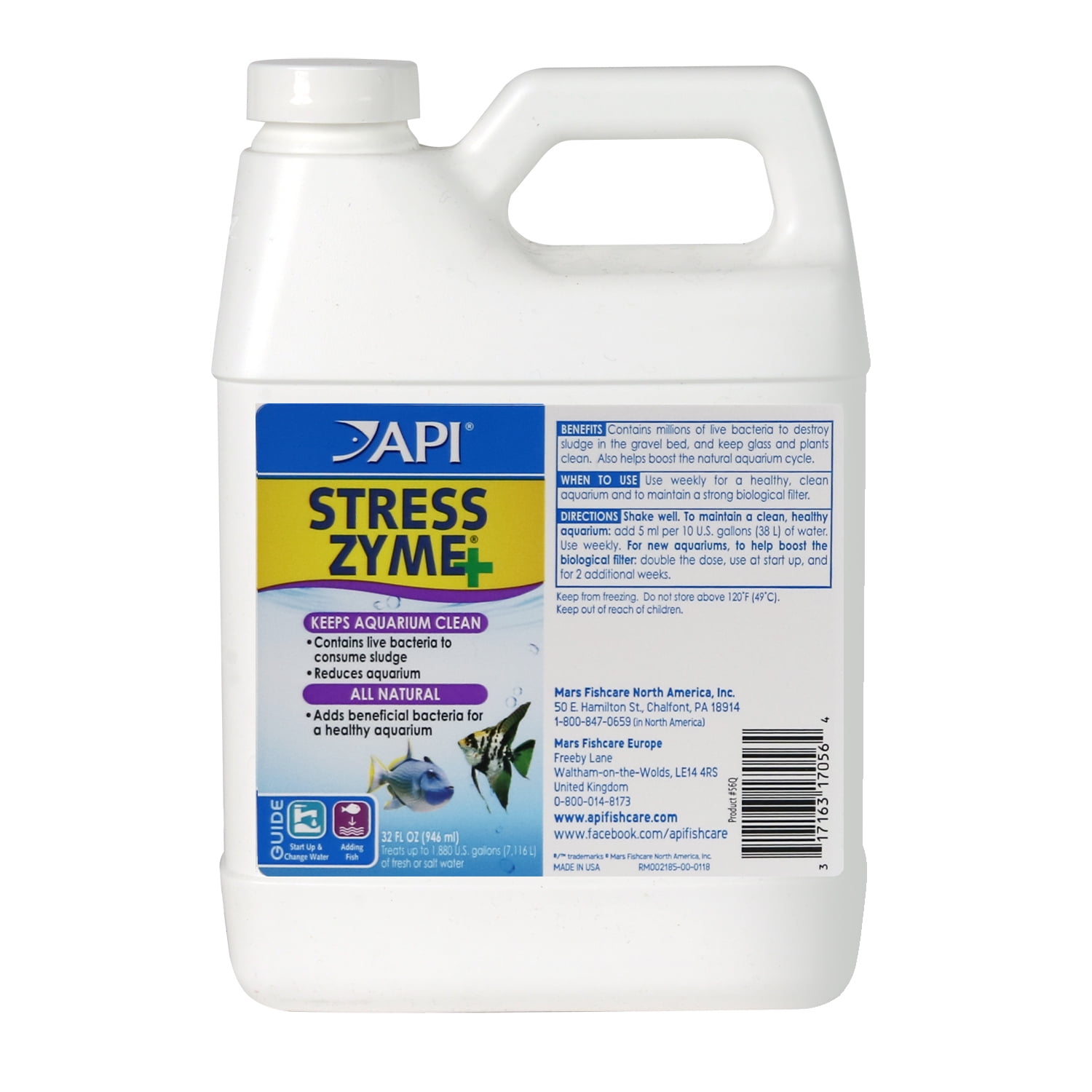 API Stress Zyme, Freshwater And Saltwater Aquarium Cleaning Solution, 32 oz  - Walmart.com