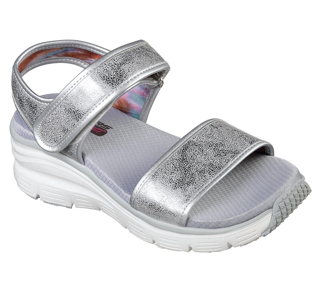 skechers sandals womens silver