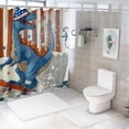 thumbnail image 7 of Chilfamy  Dinosaur Patriotic Memorial Shower Curtain Set American 4th of July Independence Funny Cool Dino Kids Flag Holiday Waterproof Bathroom Curtain with Hooks White, 7 of 7