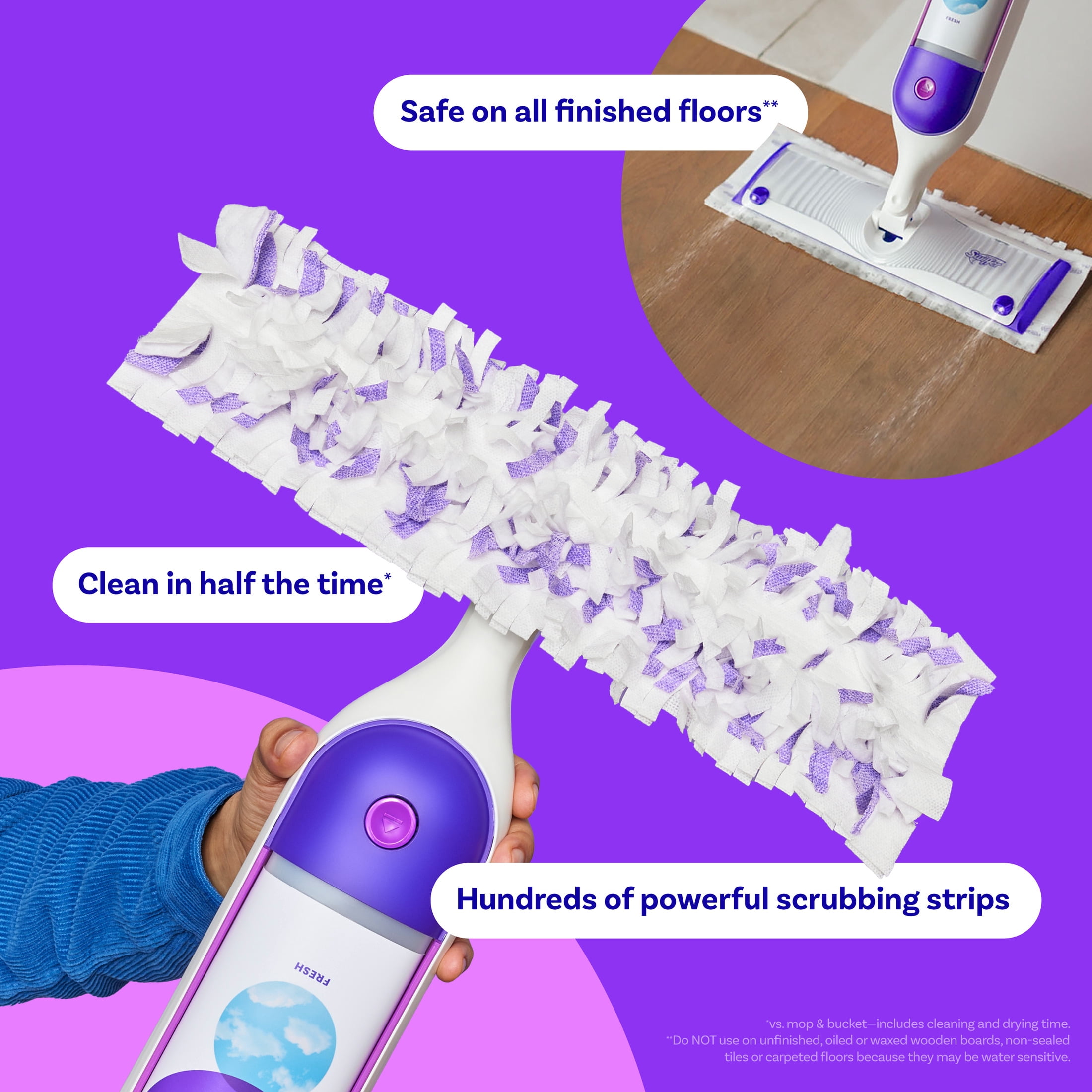Swiffer Power Mop Pad Refills, Unscented, 5 Count