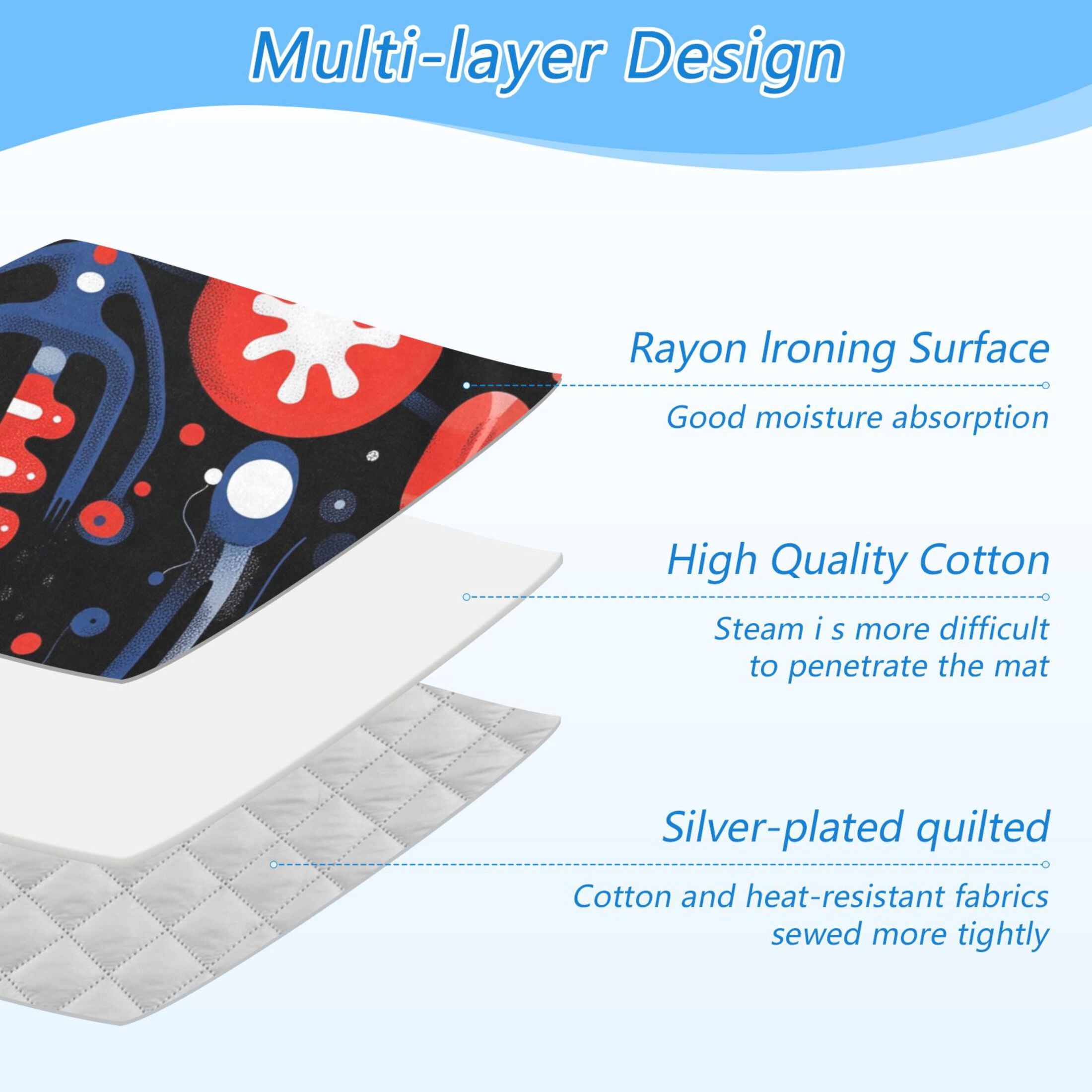 Red and Blue Abstract Ironing Mat Blanket for Table Top Travel Portable Ironing Board Pad 47.2x27.6 Inch