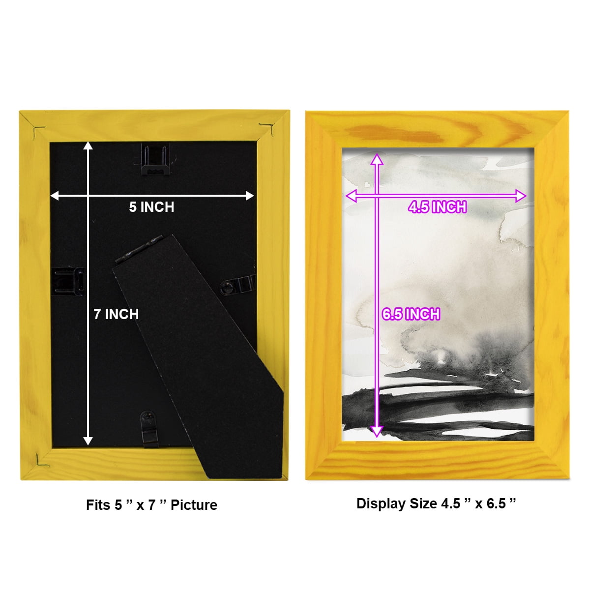 Ebony Horizon Triptych I - Framed Print w/glass - Sunflower Yellow