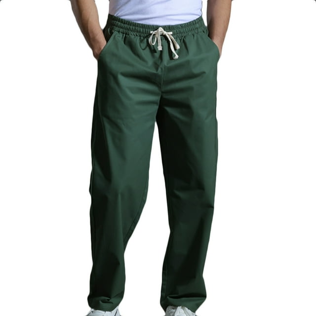Mens Casual Fashion Solid Straight Leg Pants Drawstring Elastic Waist Pants RXIRUCGD Vert, Taille: 2TG