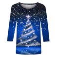 thumbnail image 3 of Aofany Christmas 3/4 Sleeve Shirts for Women Christmas Tree Print Top Round Neck Holiday Shirt Tops Women T-Shirt, 3 of 3