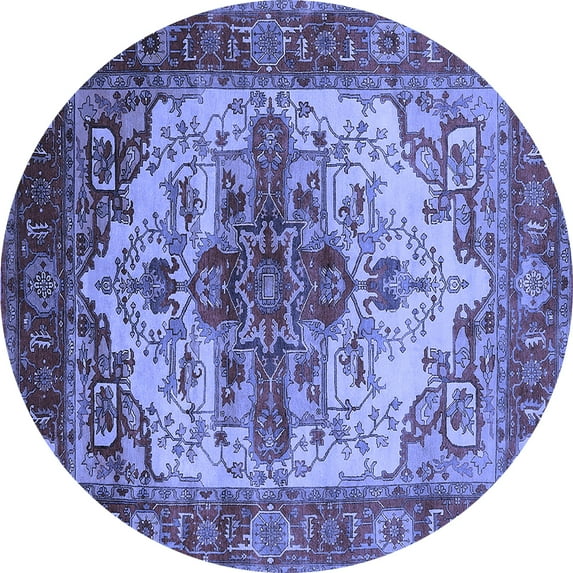 Ahgly Company Indoor Round Persian Blue Traditional Area Rugs, 3' Round