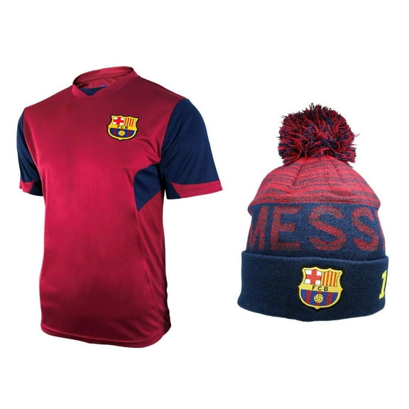 Icon Sports Men FC Barcelona Official Soccer Jersey and Beanie Combo 12 - Small