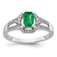 thumbnail image 1 of 14k White Gold Real Diamond and Emerald Ring, 1 of 1