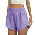thumbnail image 4 of Olyvenn Women's Athletic Shorts High Waisted Running Shorts Pocket Sporty Short Gym Elastic Workout Shorts Purple S, 4 of 8