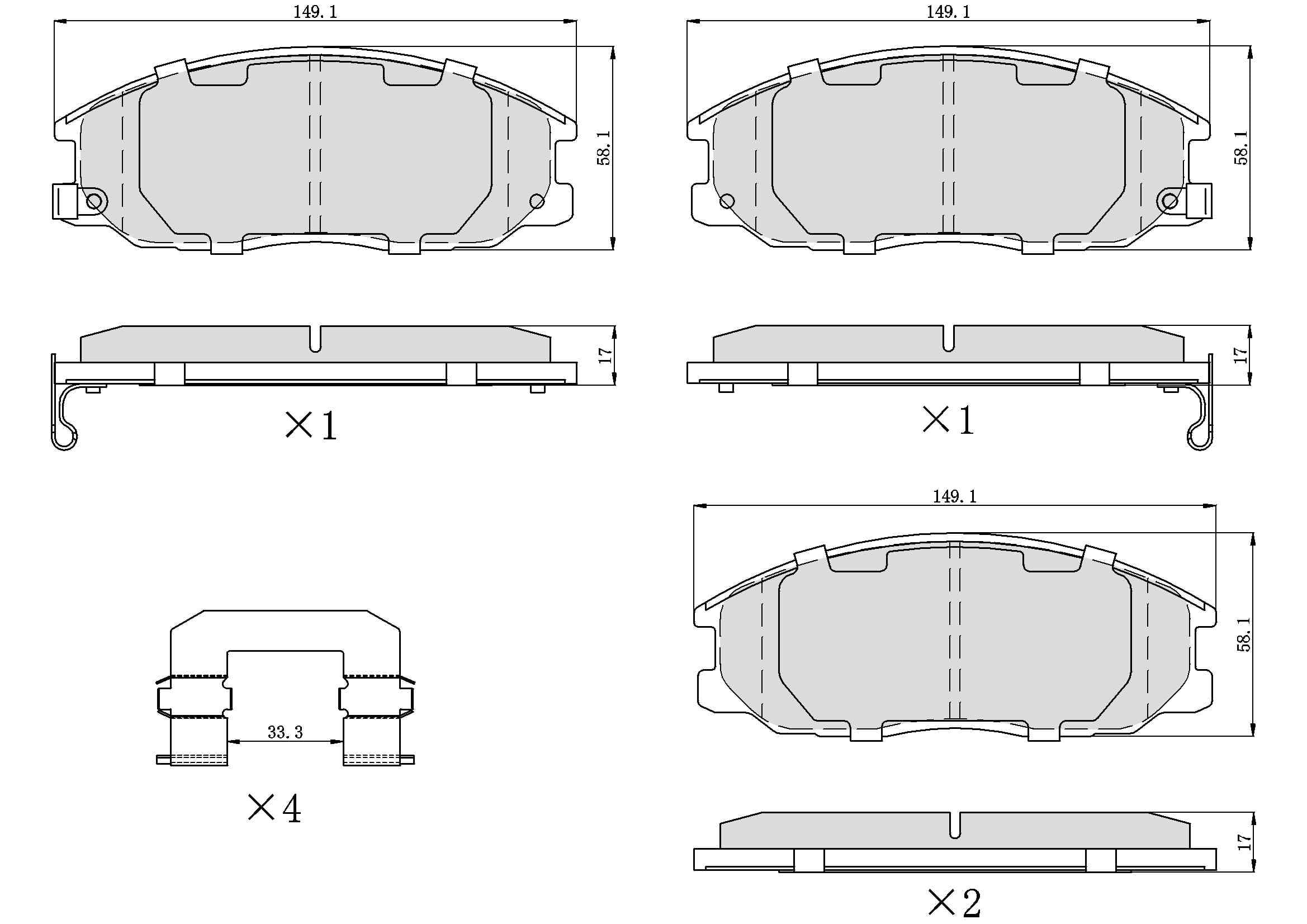 Winstop Brake Pad Set, Front WS.0864.0.C, Hyundai Santa Fe 2004-2001