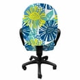 thumbnail image 3 of Floral Office Chair Slipcover, Doodle Style Flower Motifs in Paintbrush Streaks and Dots, Protective Stretch Decorative Fabric Cover, Standard Size, Dark Sky Blue Turquoise, by Ambesonne, 3 of 5