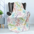 thumbnail image 4 of Dragonfly Soft Flannel Fleece Throw Blanket, Insects Winged Freedom Colorful Animal Childish Illustration, Cozy Plush for Indoor and Outdoor Use, 60" x 80", Multicolor, by Ambesonne, 4 of 5