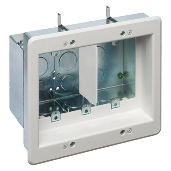 Exlonjet Industries TVBS507-1 TVBS507 Recessed Outlet Wall Plate Kit, 3-Gang, White