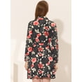 thumbnail image 4 of Vestido De Camisa Con Estampado Floral De Lunares Por Encima De La Rodilla Ceñido Con Botone Solapa Para Mujeres Flor Roja Negra XS, 4 of 5