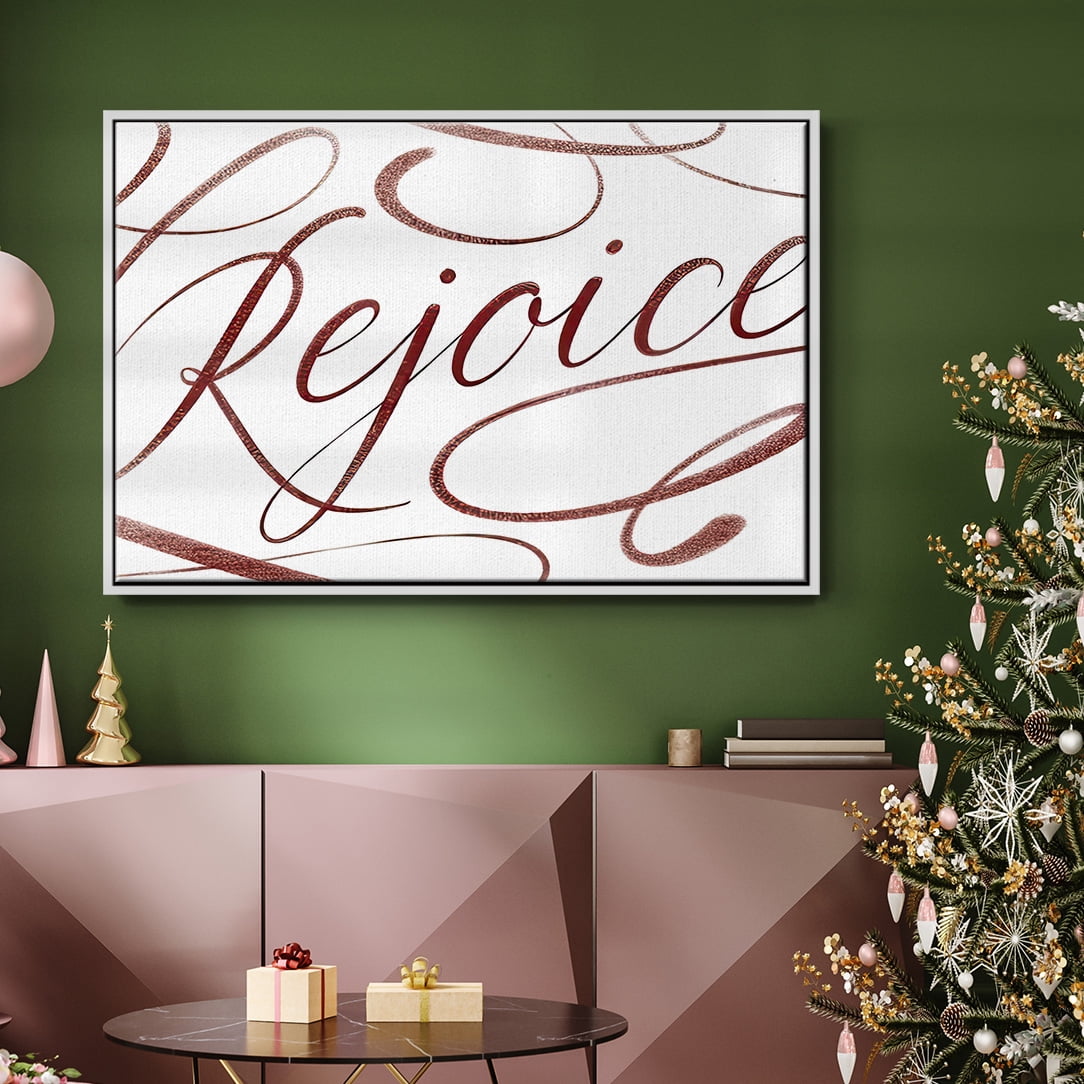 Rejoice - Framed Gallery Wrapped Holiday Canvas - 17 x 25 - White Frame
