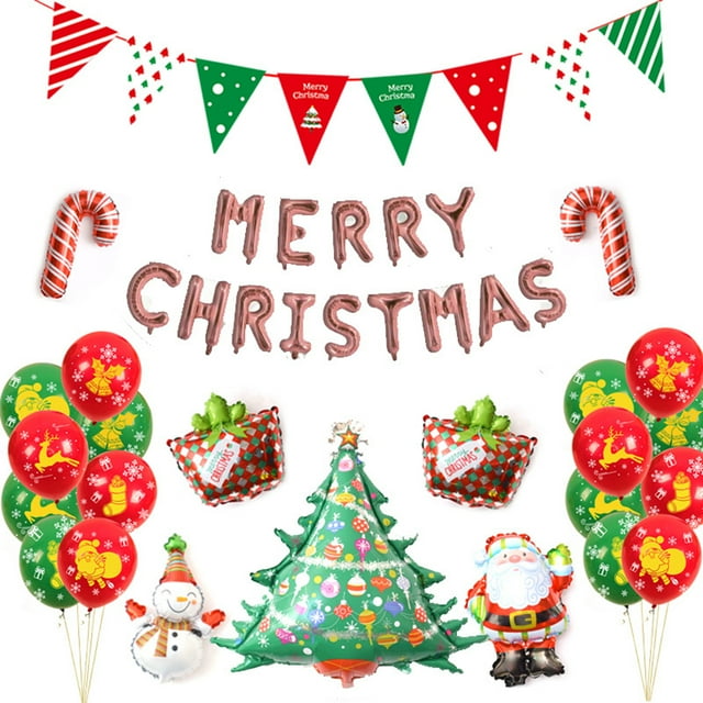 25 PCS Christmas Ballon Set Kids Party Decoraciones Banner / Merry