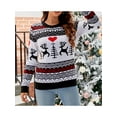 thumbnail image 6 of Liacowi Women Juniors Christmas Sweater Long Sleeve Christmas Print Pullover Retro Jumpers Tops Fall Loose Knitwear for Teen, 6 of 9