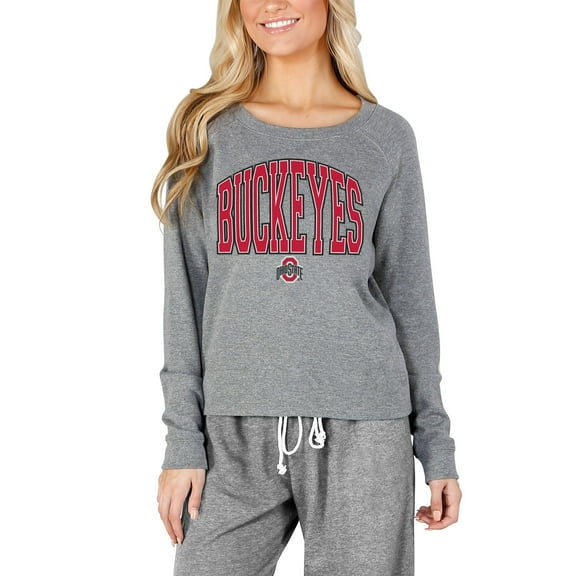 Women's Concepts Sport Gray Ohio State Buckeyes Mainstream Terry Long Sleeve Top