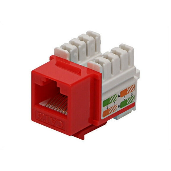 100 Lot CNAweb Cat6 RJ45 Punchdown Keystone Network Jack, 110 Style, Red