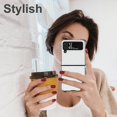 thumbnail image 7 of Designed for Samsung Galaxy Z Flip 4 Case, Leather Soft Luxury Slim Diamond-Shaped Flip Case for Women Men Shockproof Bumper Protective Cover, White, 7 of 7