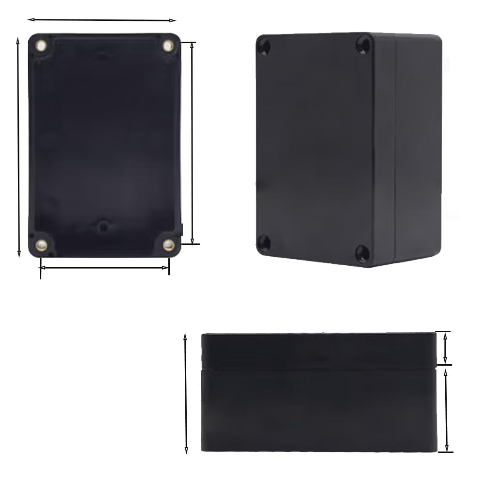 Electronic project box - electrical enclosure, plastic dustproof and waterproof 65 junction box, with 4 x 16 cable connectors black (7.874.722.95 inches (20012075 millimeters))