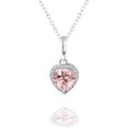 thumbnail image 1 of JeenMata Collar con Colgante de Turmalina Rosa de 1,5 Quilates con Piedra Natal de Octubre en Forma de Corazón para Siempre Bañado en Oro Blanco de 18 K sobre Plata, 1 of 6