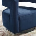 thumbnail image 4 of Armchair Accent Chair, Velvet, Dark Blue, Modern Contemporary Urban Design, Living Lounge Room Hotel Lobby Hospitality, 4 of 9