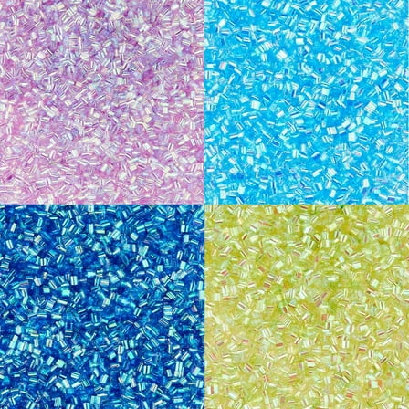 60G 4 Colors Crispy Bingsu Beads Iridescent Soft Straw Tube Beads 3D Glitter Plastic Beads Assortment Crunchy Slime Microbeads Supplies Dark Colors Beads 1 Color/Bag