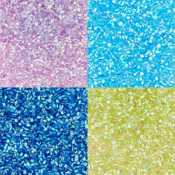 60G 4 Colors Crispy Bingsu Beads Iridescent Soft Straw Tube Beads 3D Glitter Plastic Beads Assortment Crunchy Slime Microbeads Supplies Dark Colors Beads 1 Color/Bag