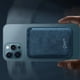 thumbnail image 4 of Cartera Wallet Alcantara Gamuza Suave Para Iphone Magsafe Azul Marino., 4 of 4