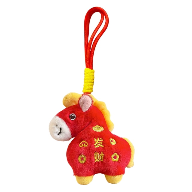 2026 Año de Los Caballos Palabras de La Suerte Mascotas Peluches Amuletos Zodiacos Chinos Decoración Colgante de Buena Suerte