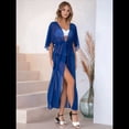 thumbnail image 4 of Traje de Baño de para Mujer, Cárdigan con Abertura Frontal, Bikini Fluido de Verano, Ropa de Playa Azul Oscuro un Tamaño, 4 of 5