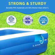 JXXRZ 120x69x25 Giant Inflatable PVC Rectangle Swimming Pool, Premium Family Pool for Indoor & Outdoor, Foldable with Mesh Support & Quick Drain