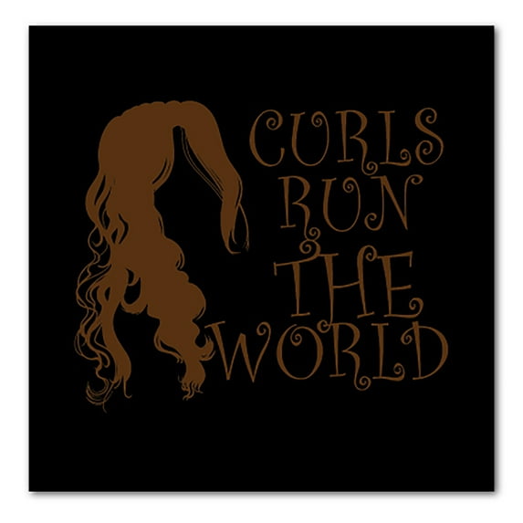 DistinctInk Custom Bumper Sticker - 6" x 6" Decorative Decal - Black Background - Curls Run the World