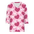 thumbnail image 5 of fartey Women's Valentine Day 3/4 Sleeves Tops Plus Size Love Heart Print Pink Blouse Funny Romantic V Neck T Shirts Loose Comfy Women Valentine Day Gifts Tshirts for Girls, 5 of 5