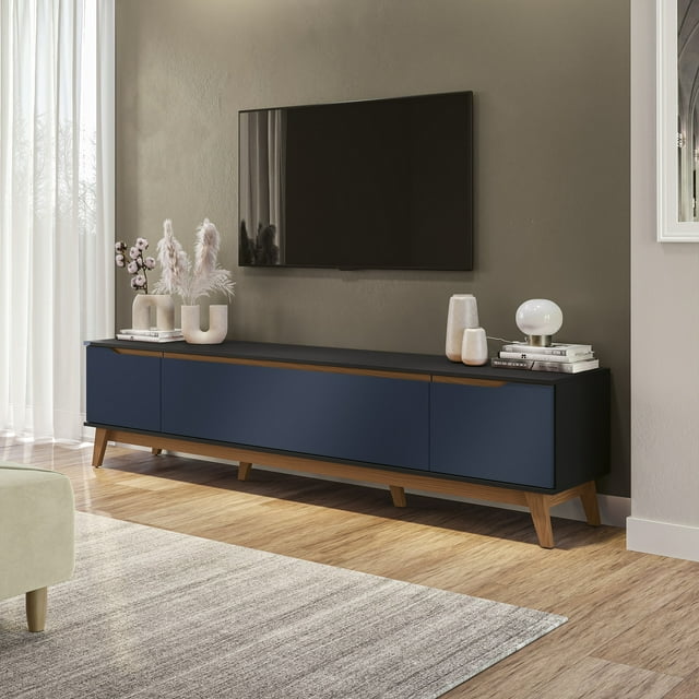 Mueble TV 85" Kappesberg 218cm con 3 Puertas Negro/Azul