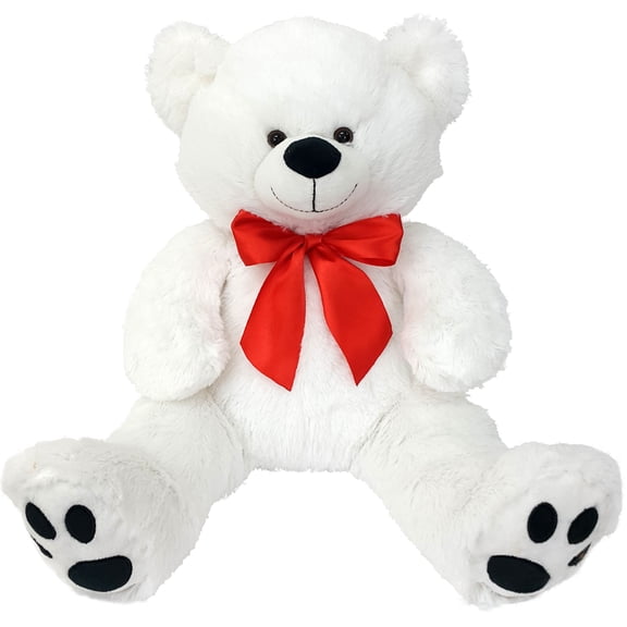 OCINAPALS 20" Stuffed White Bear with Red Ribbon