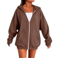 thumbnail image 4 of Girls Boys Full Zip Up Hooded Sweatshirt Fleece Lined Jacket Oversized Drop Shoulder Hoodie Solid Basic Sweatshirts Outerwear, 4 of 7