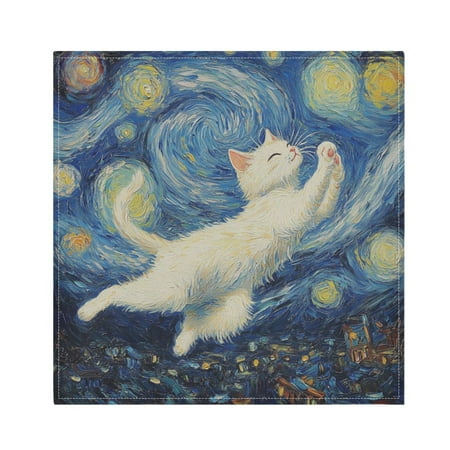 

Satin Polyester Napkins - 20x20 InchSingle-Sided Printed Napkins 1-Piece/4-Piece/6-Piece Set DIY Personalized Table Setting，A Cat