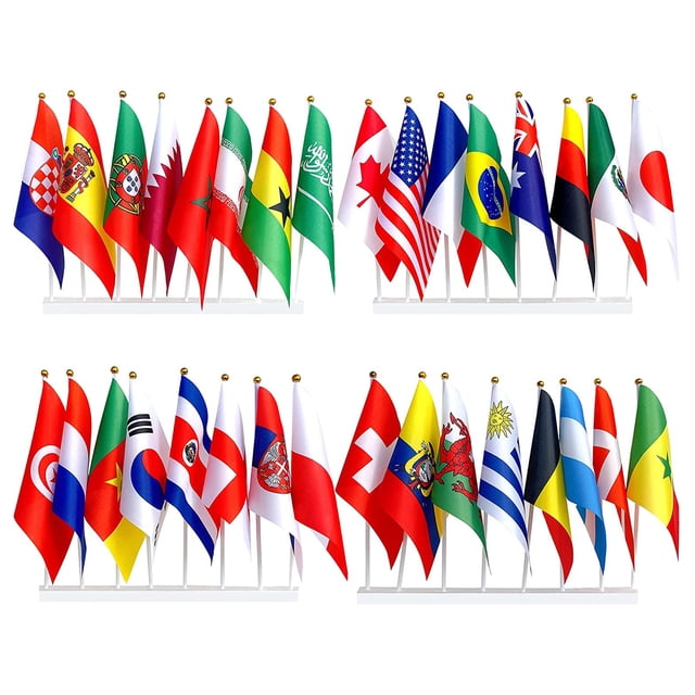 Bandera de palo de la Copa del Mundo, 32 piezas Bandera de palo de bandera de la Copa del Mundo 2022 construida para el futuro