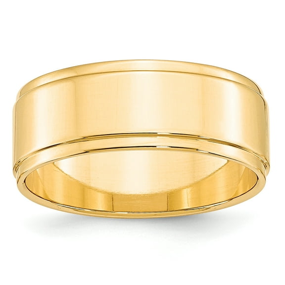 14k Yellow Gold 8mm Flat with Step Edge Band Size 6.5
