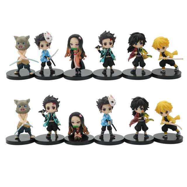 Q Posket-figuras de Demon Slayer, 9 unidades, 10 unidades, 14 unidades, Kimetsu No Yaiba, pequeñas muñecas de PVC, decoración de escritorio, venta al por mayor